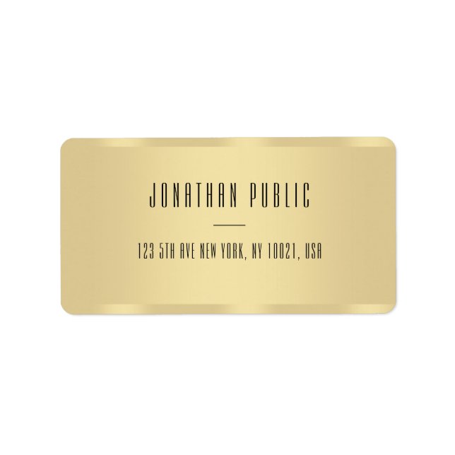 Elegant Gold Modern Minimalist Template Address Label (Front)