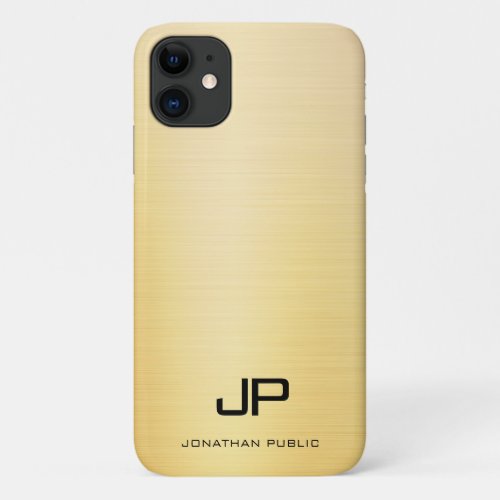 Elegant Gold Modern Monogram Name Template iPhone 11 Case