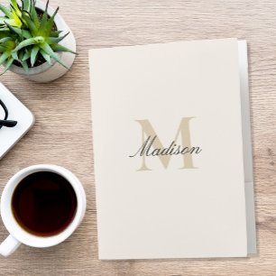 Elegant Gold Modern Monogram Pocket Folder