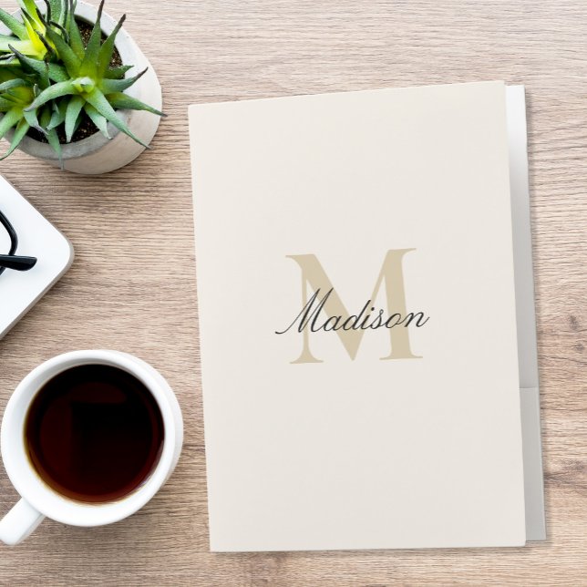 Elegant Gold Modern Monogram Pocket Folder (Creator Uploaded)