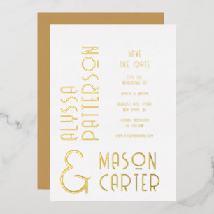 Elegant Gold Modern Wedding Foil Save The Date Invitation