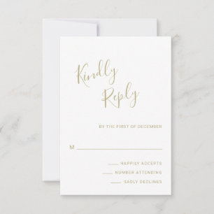 Elegant Gold Modern Wedding RSVP Card