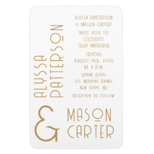 Elegant Gold Modern Wedding Save The Date Magnet