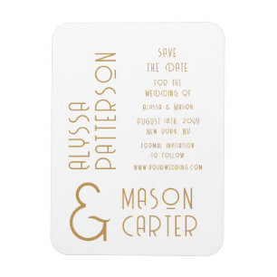Elegant Gold Modern Wedding Save The Date Magnet