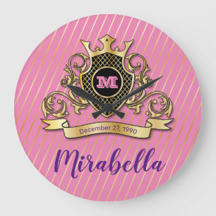 Elegant Gold Monagram Fashioned Wall Clock