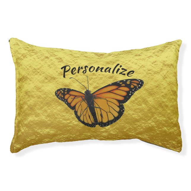 Elegant Gold Monarch Butterfly Dog or Cat Pet Bed (Front)