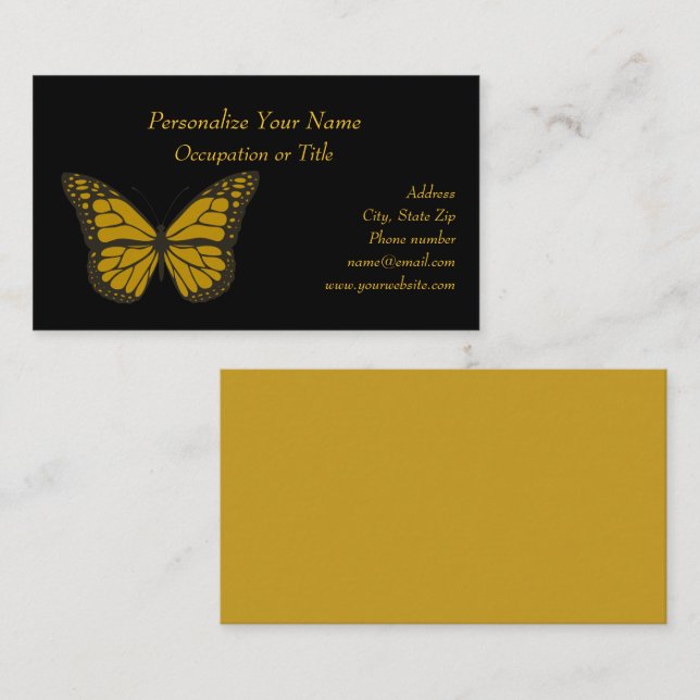 Elegant Gold Monarch Butterfly Professional Business Card (Front/Back)