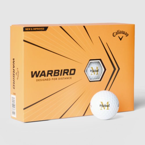 Elegant Gold Monogram 12 Pack Callaway Warbird Golf Balls