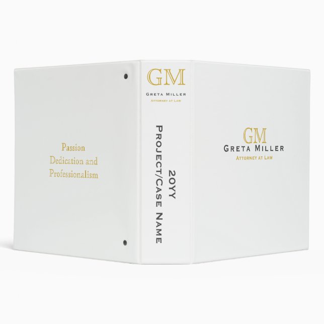 Elegant Gold Monogram  3 Ring Binder (Background)