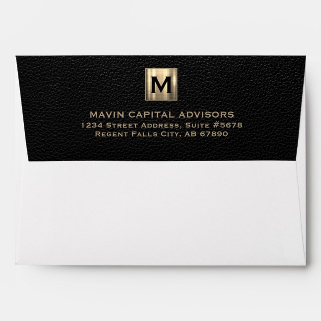 Elegant Gold Monogram Address Envelope (Back (Top Flap))