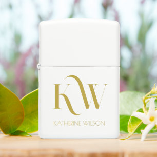Elegant Gold Monogram and Custom Name Zippo Lighter
