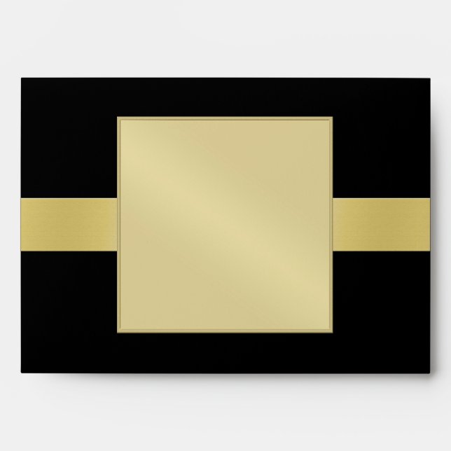 Elegant Gold Monogram Black All Occasion Envelope (Front)