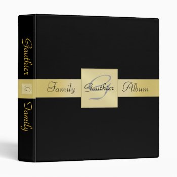 Elegant Gold Monogram Black Family Album Binder by TheInspiredEdge at Zazzle