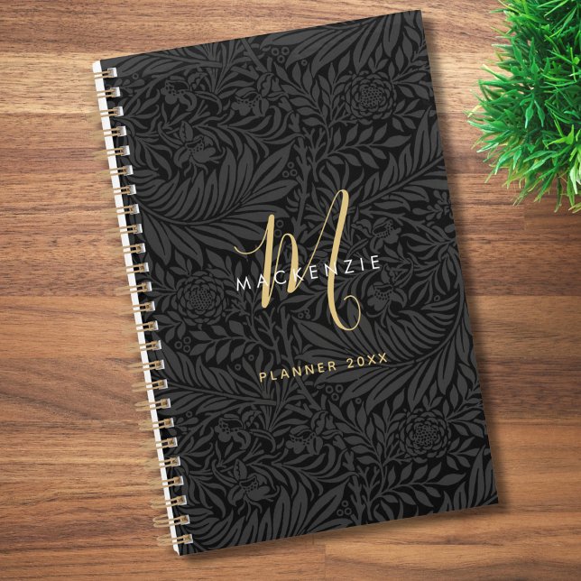 Elegant Gold Monogram Black Floral 2026 Planner (Creator Uploaded)