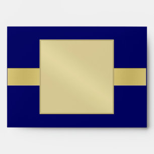 Elegant Gold Monogram Blue Wedding Envelope