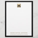 Elegant Gold Monogram Business Letterhead<br><div class="desc">Make a lasting impression with this Elegant Gold Monogram Business Letterhead. Featuring a refined black and gold monogram design, this letterhead exudes professionalism and elegance. Customize it with your company name and contact details to convey a strong brand identity. Elevate your correspondence and project an image of expertise and distinction...</div>