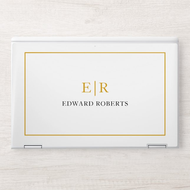 Elegant Gold Monogram Business Professional HP Laptop Skin (Front)