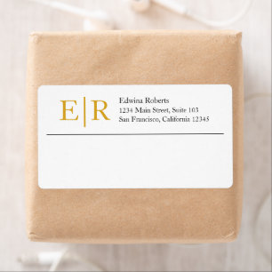 Elegant Gold Monogram Business Return Address Label