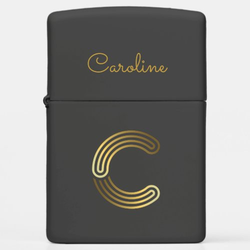 Elegant Gold Monogram C Zippo Lighter