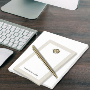Elegant Gold Monogram Creamy White Leather Look Post-it Notes