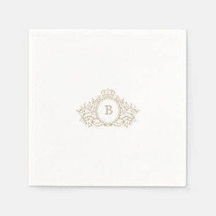 Elegant Gold Monogram Crest Custom Wedding Napkins