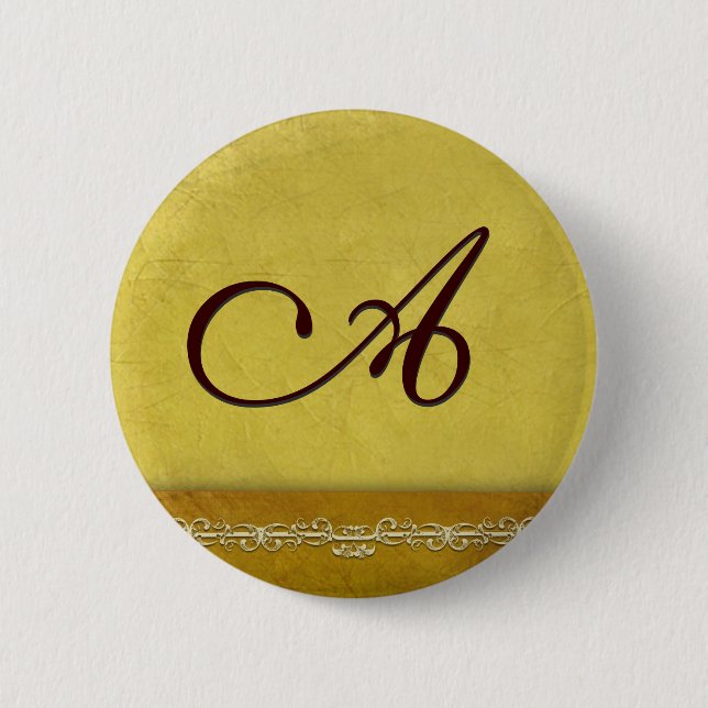 Elegant gold monogram - customize your own pinback button (Front)