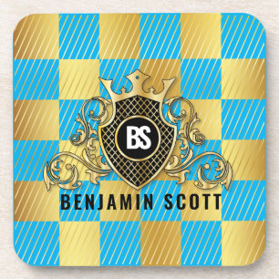 Elegant Gold Monogram Design Coaster