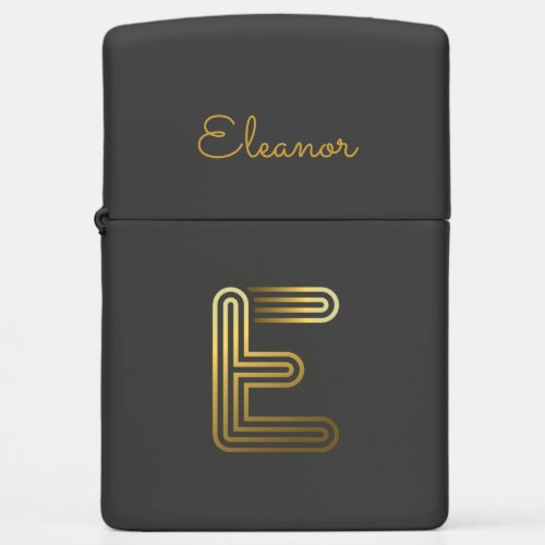 Elegant Gold Monogram E Zippo Lighter