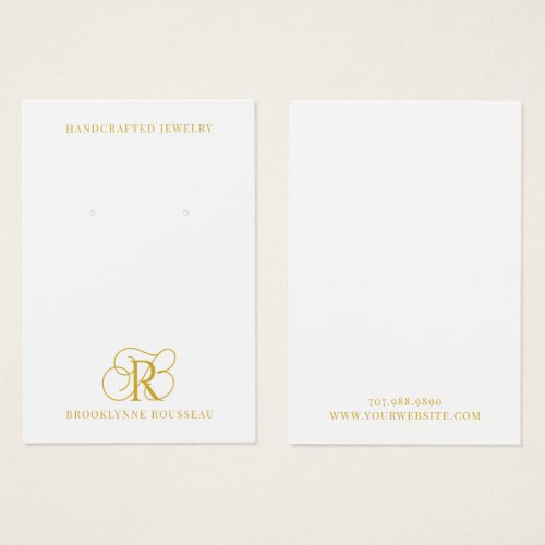 Elegant Gold Monogram Earring Display Card
