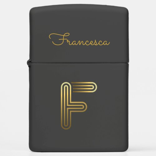 Elegant Gold Monogram F Zippo Lighter