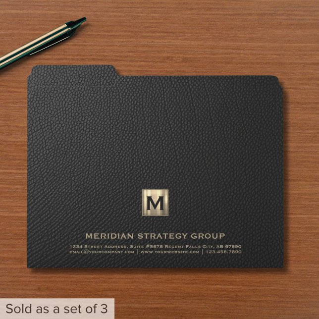 Elegant Gold Monogram File Folders (Creator Uploaded)