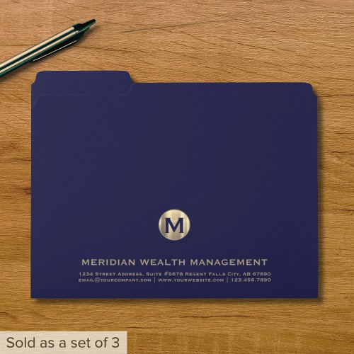 Elegant Gold Monogram Financial File Folder