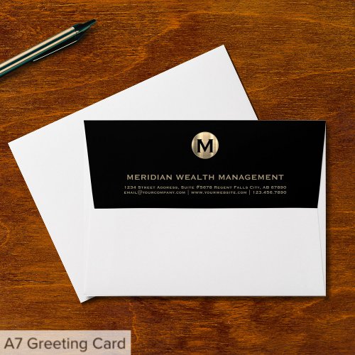 Elegant Gold Monogram Financial Planner Envelopes