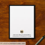 Elegant Gold Monogram Financial Planner Letterhead<br><div class="desc">Make a lasting impression with our Elegant Gold Monogram Financial Planner Letterhead, tailored for financial planners. This elegant letterhead features a sophisticated gold monogram design, adding a touch of professionalism to your correspondence. Perfect for official documents, reports, and client communication, this letterhead reflects your commitment to excellence in financial planning....</div>