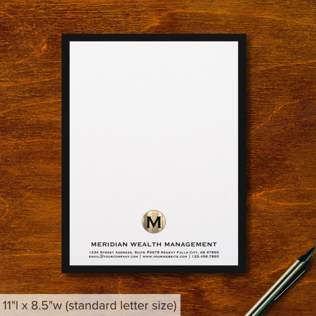 Elegant Gold Monogram Financial Planner Letterhead (Creator Uploaded)