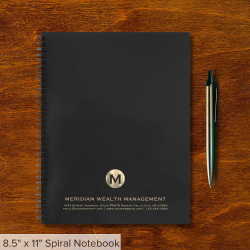 Elegant Gold Monogram Financial Planner Notebook