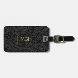 Elegant Gold Monogram Floral Pattern Luggage Tag