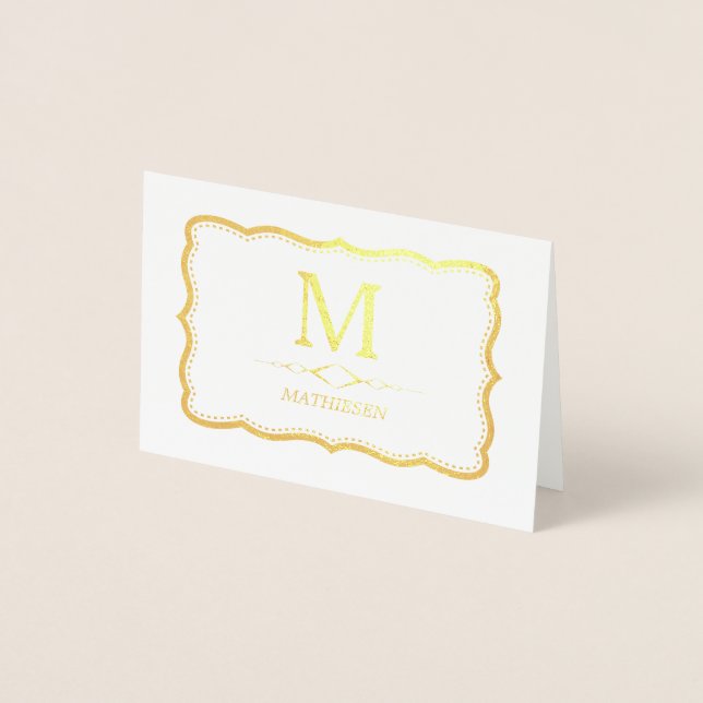 Elegant Gold Monogram Foil Card (Front)
