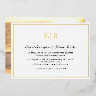 Elegant Gold Monogram Formal Wedding Reception Foil Invitation