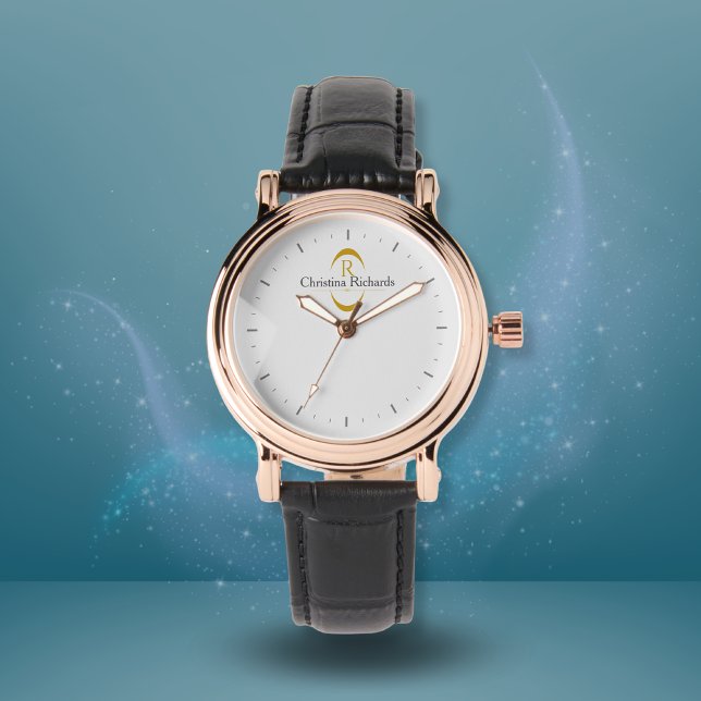 Elegant Gold Monogram Grey Modern Watch (Creator Uploaded)