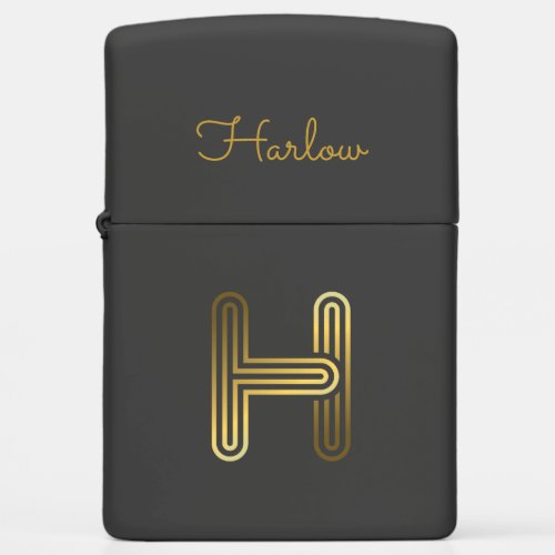 Elegant Gold Monogram H Zippo Lighter