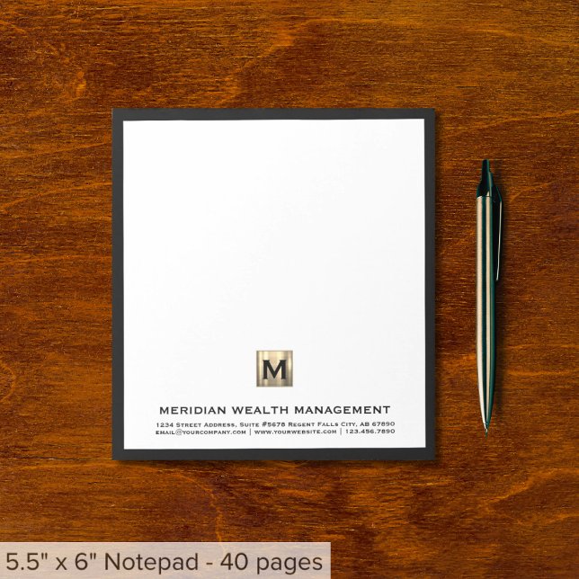 Elegant Gold Monogram Initial Notepad (Creator Uploaded)