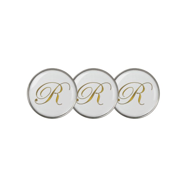 Elegant Gold Monogram Initial R Golf Ball Marker (3 Up)