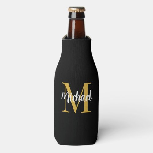 Elegant Gold Monogram Initial Template Modern Bottle Cooler