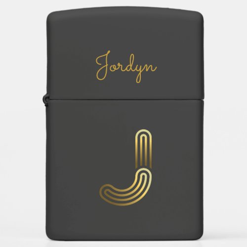 Elegant Gold Monogram J Zippo Lighter