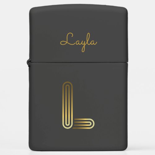 Elegant Gold Monogram L Zippo Lighter