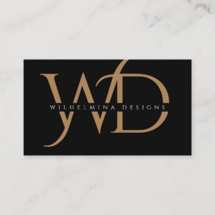Elegant Gold Monogram Luxurious Typography Black Business Card