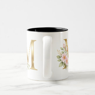 Elegant Gold Monogram M Mug