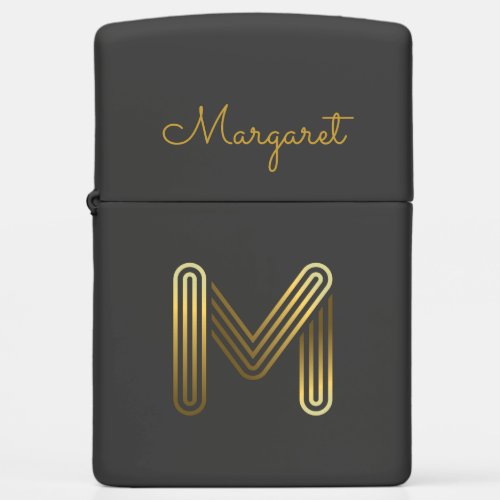 Elegant Gold Monogram M Zippo Lighter