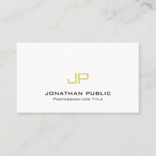Elegant Gold Monogram Modern White Plain Chic Business Card